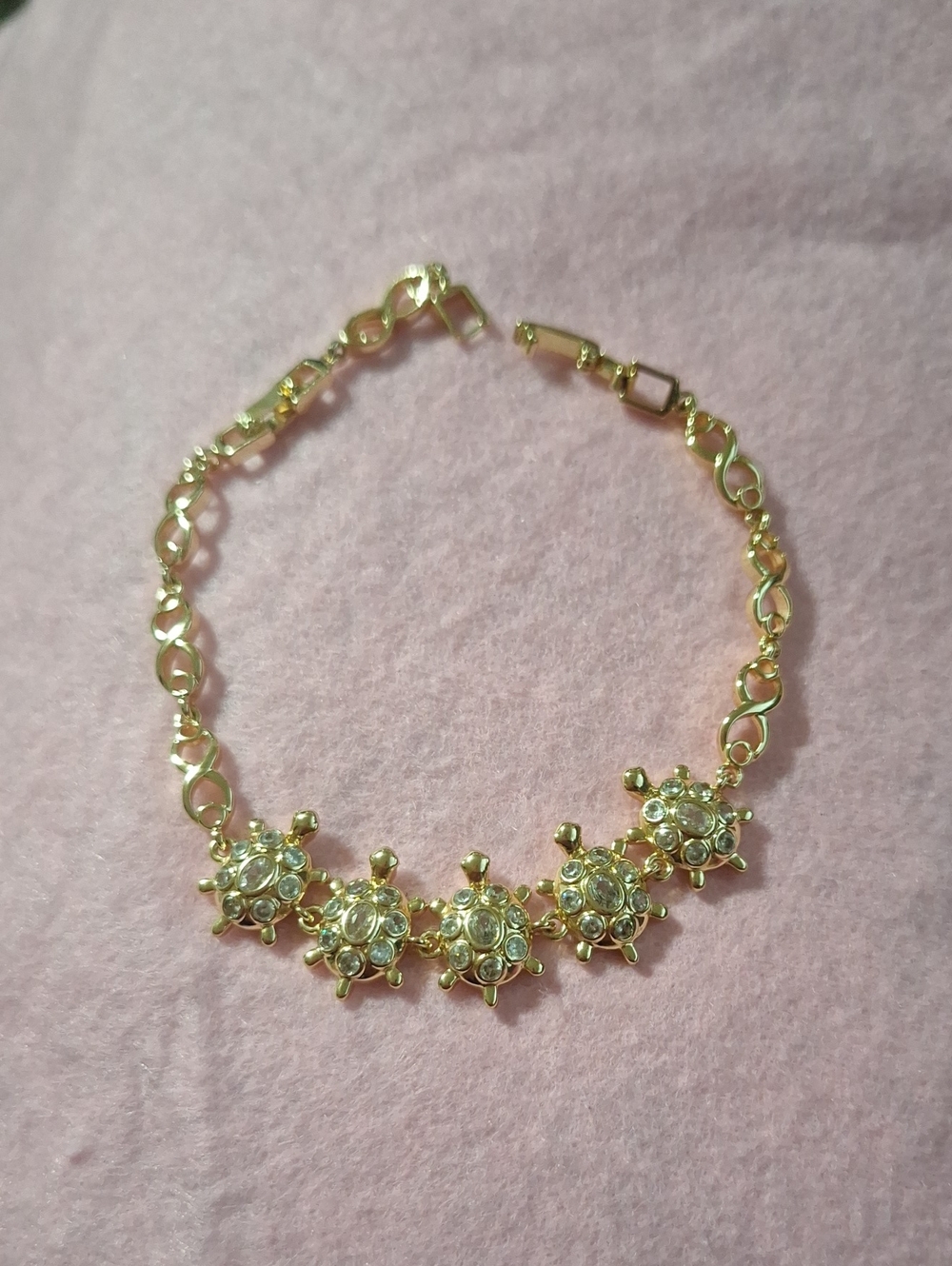 Gold-Tone Floral Crystal Link Bracelet - Women Jewelry